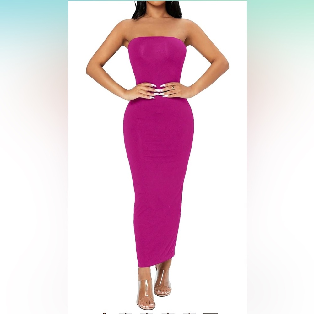Floerns Women's Sleeveless Tube Top Sexy Strapless Bodycon Maxi Club Dress